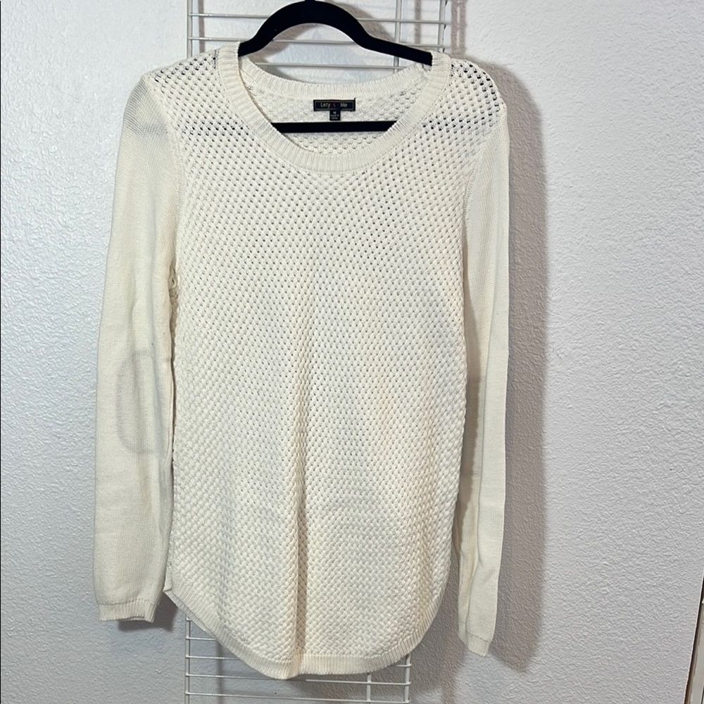 Cream Scoop Neck Sweater with Textured Knit